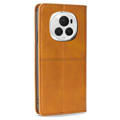 For Honor Magic6 Pro 5G Case Cowhide Texture Anti-Scratch Leather Phone Cover with Card Slots