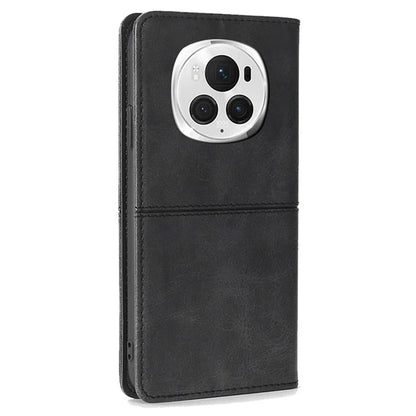 For Honor Magic6 Pro 5G Case Cowhide Texture Anti-Scratch Leather Phone Cover with Card Slots