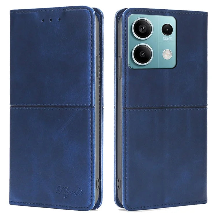 For Xiaomi Redmi Note 13 4G Protective Case Card Slots Cowhide Texture Leather Phone Cover