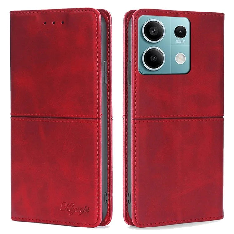 For Xiaomi Redmi Note 13 4G Protective Case Card Slots Cowhide Texture Leather Phone Cover