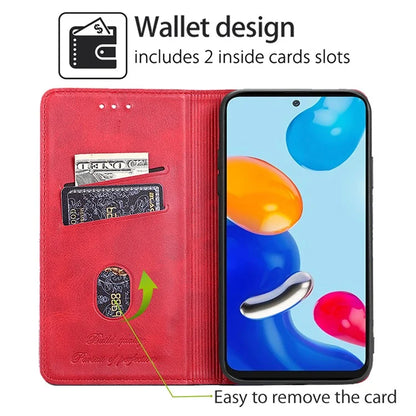 For Xiaomi Redmi Note 13 4G Protective Case Card Slots Cowhide Texture Leather Phone Cover