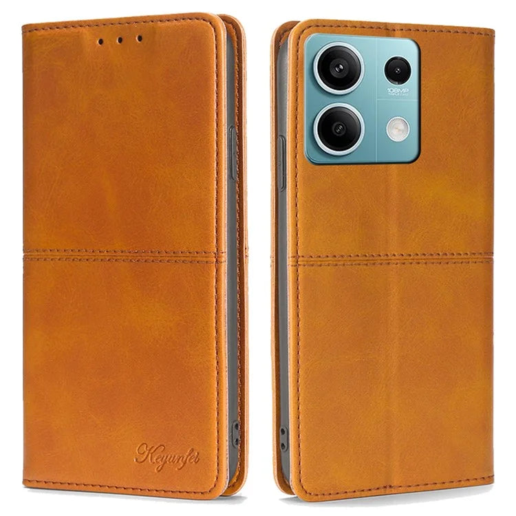 For Xiaomi Redmi Note 13 4G Protective Case Card Slots Cowhide Texture Leather Phone Cover