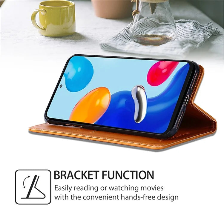 For Xiaomi Redmi Note 13 4G Protective Case Card Slots Cowhide Texture Leather Phone Cover