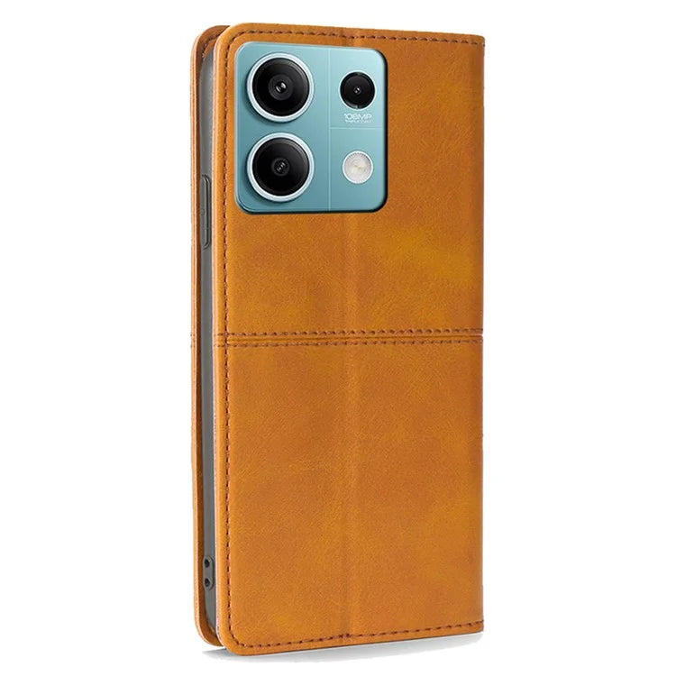 For Xiaomi Redmi Note 13 4G Protective Case Card Slots Cowhide Texture Leather Phone Cover