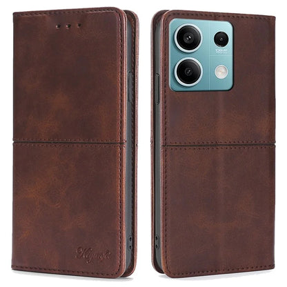 For Xiaomi Redmi Note 13 4G Protective Case Card Slots Cowhide Texture Leather Phone Cover
