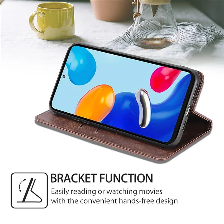 For Xiaomi Redmi Note 13 4G Protective Case Card Slots Cowhide Texture Leather Phone Cover