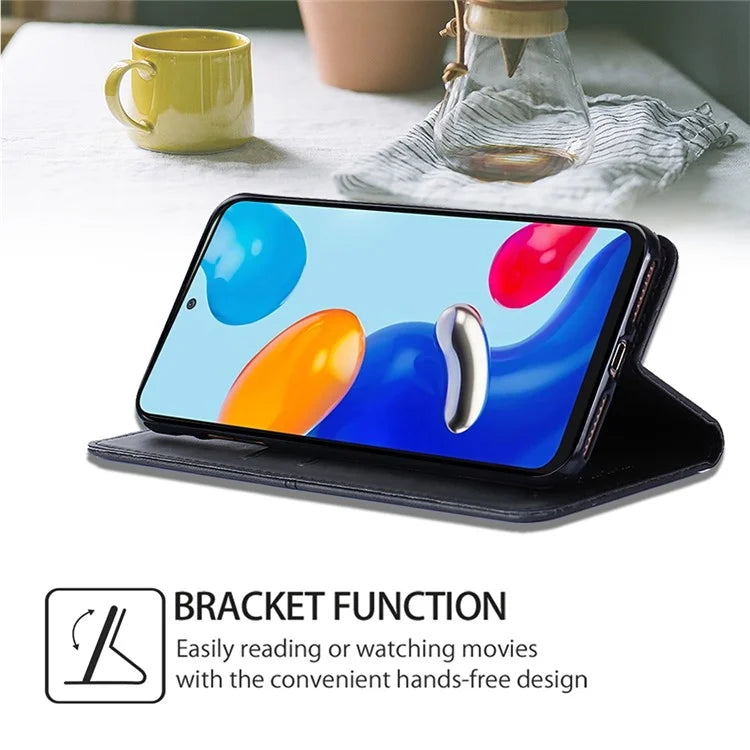 For Xiaomi Redmi Note 13 4G Protective Case Card Slots Cowhide Texture Leather Phone Cover