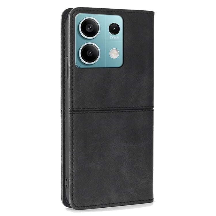 For Xiaomi Redmi Note 13 4G Protective Case Card Slots Cowhide Texture Leather Phone Cover
