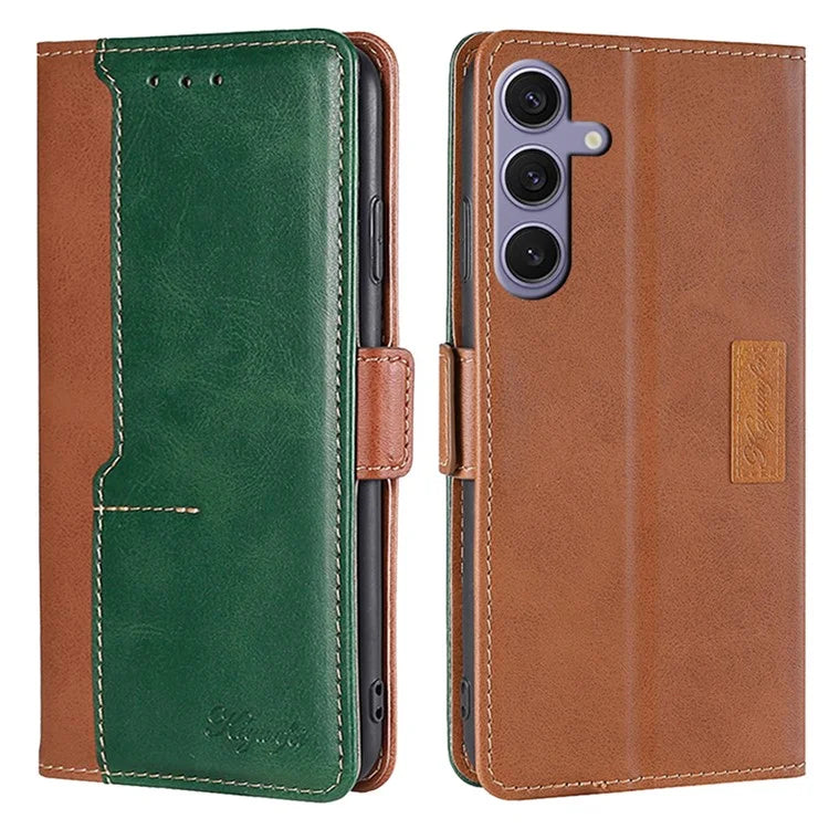 For Samsung Galaxy S24 Case Dual-color Flip Stand Leather Phone Cover
