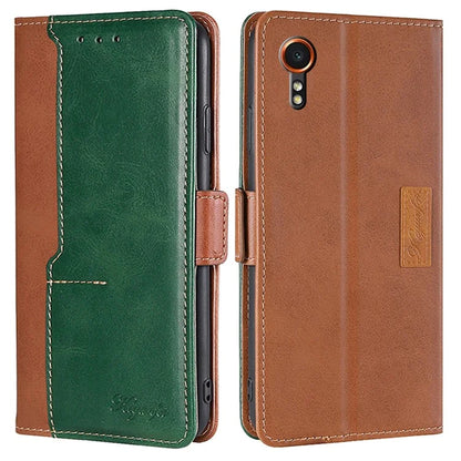 For Samsung Galaxy Xcover7 Leather Case Splicing Color Wallet Phone Cover
