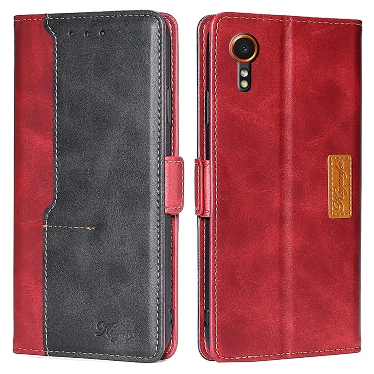 For Samsung Galaxy Xcover7 Leather Case Splicing Color Wallet Phone Cover
