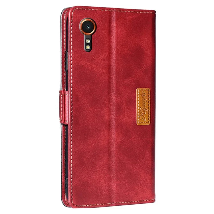 For Samsung Galaxy Xcover7 Leather Case Splicing Color Wallet Phone Cover