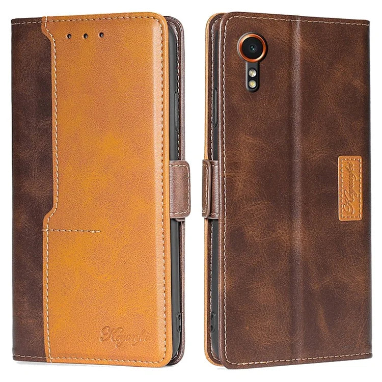 For Samsung Galaxy Xcover7 Leather Case Splicing Color Wallet Phone Cover
