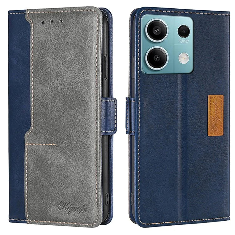 For Xiaomi Redmi Note 13 4G Magnetic Phone Case Dual-color PU Leather Stand Cover