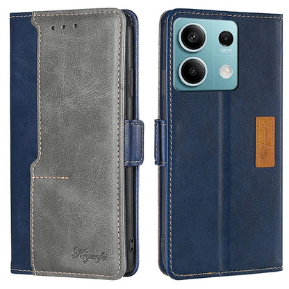 For Xiaomi Redmi Note 13 4G Magnetic Phone Case Dual-color PU Leather Stand Cover
