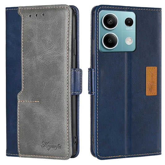 For Xiaomi Redmi Note 13 4G Magnetic Phone Case Dual-color PU Leather Stand Cover