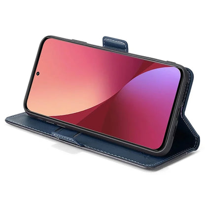 For Xiaomi Redmi Note 13 4G Magnetic Phone Case Dual-color PU Leather Stand Cover