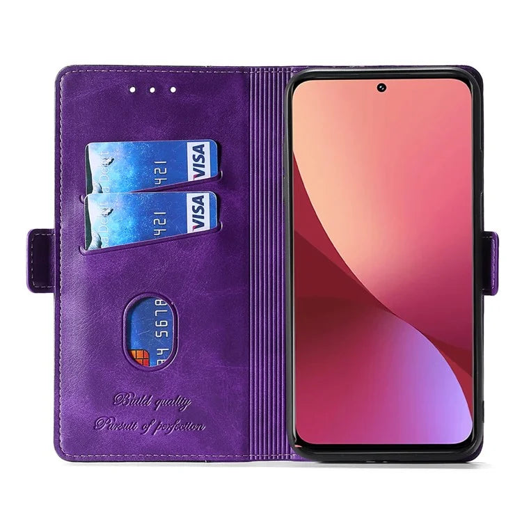 For Xiaomi Redmi Note 13 4G Magnetic Phone Case Dual-color PU Leather Stand Cover