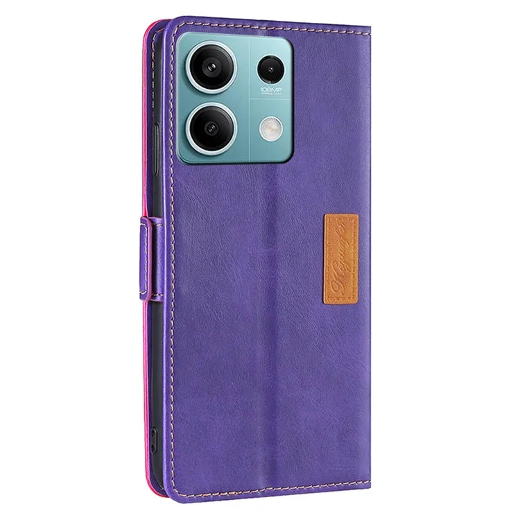For Xiaomi Redmi Note 13 4G Magnetic Phone Case Dual-color PU Leather Stand Cover
