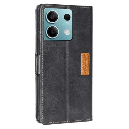 For Xiaomi Redmi Note 13 4G Magnetic Phone Case Dual-color PU Leather Stand Cover
