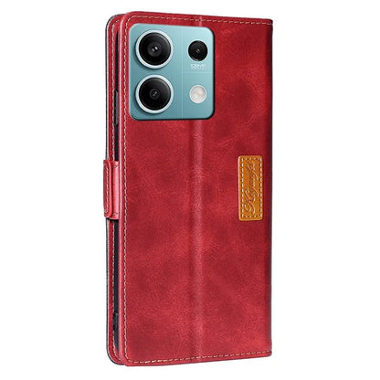 For Xiaomi Redmi Note 13 4G Magnetic Phone Case Dual-color PU Leather Stand Cover