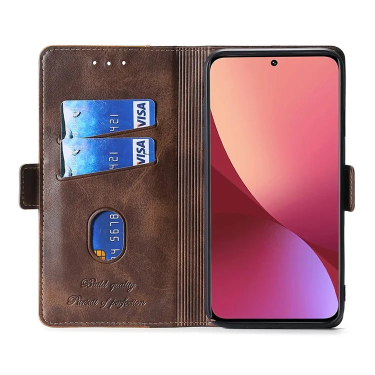 For Xiaomi Redmi Note 13 4G Magnetic Phone Case Dual-color PU Leather Stand Cover