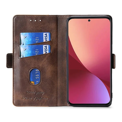 For Xiaomi Redmi Note 13 4G Magnetic Phone Case Dual-color PU Leather Stand Cover