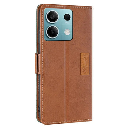 For Xiaomi Redmi Note 13 4G Magnetic Phone Case Dual-color PU Leather Stand Cover