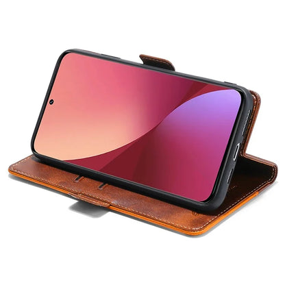 For Xiaomi Redmi Note 13 4G Magnetic Phone Case Dual-color PU Leather Stand Cover