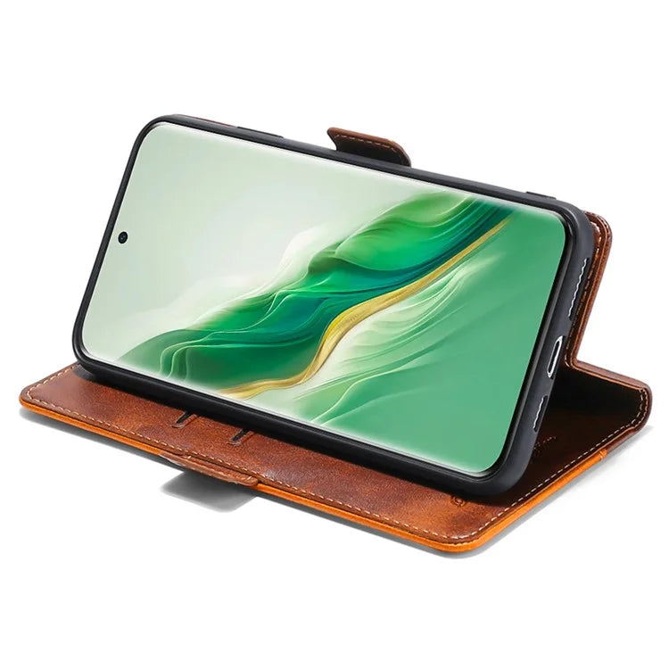 For Honor Magic6 Pro 5G Leather Case Wallet Dual Color Retro Phone Cover