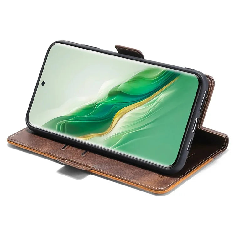 For Honor Magic6 Pro 5G Leather Case Wallet Dual Color Retro Phone Cover