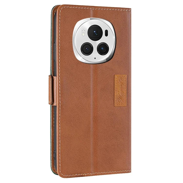 For Honor Magic6 Pro 5G Leather Case Wallet Dual Color Retro Phone Cover