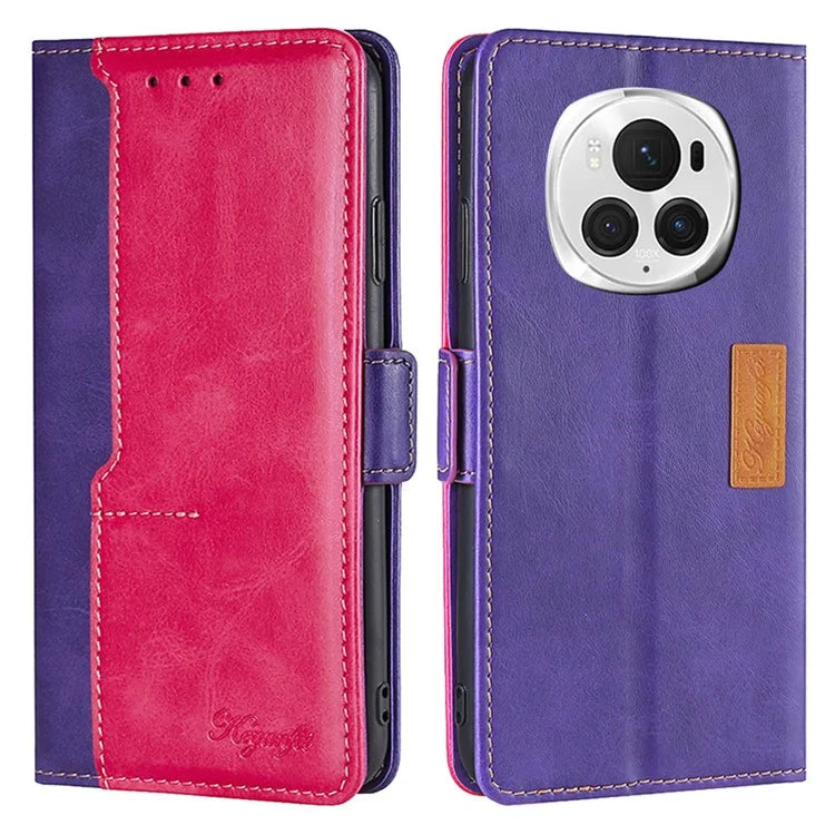 For Honor Magic6 Pro 5G Leather Case Wallet Dual Color Retro Phone Cover