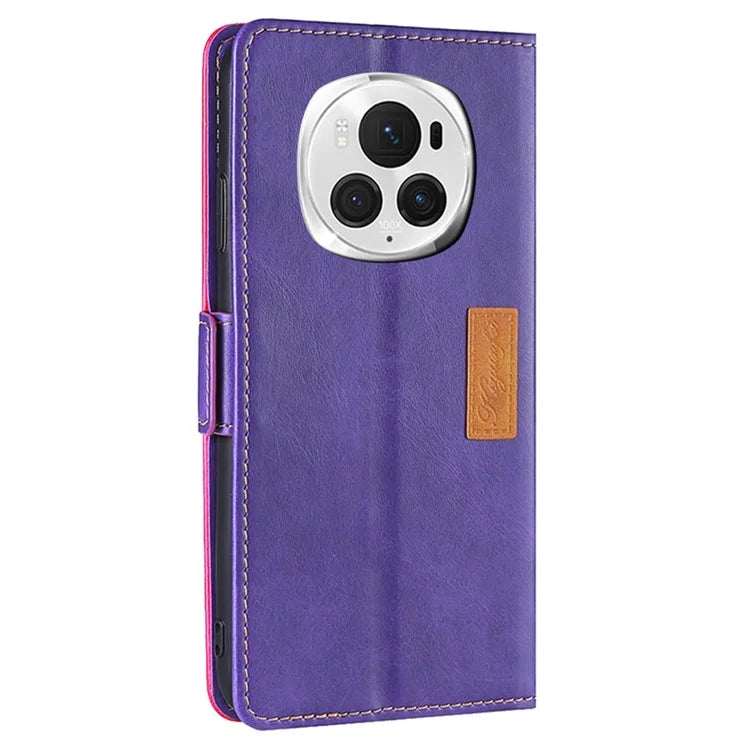For Honor Magic6 Pro 5G Leather Case Wallet Dual Color Retro Phone Cover
