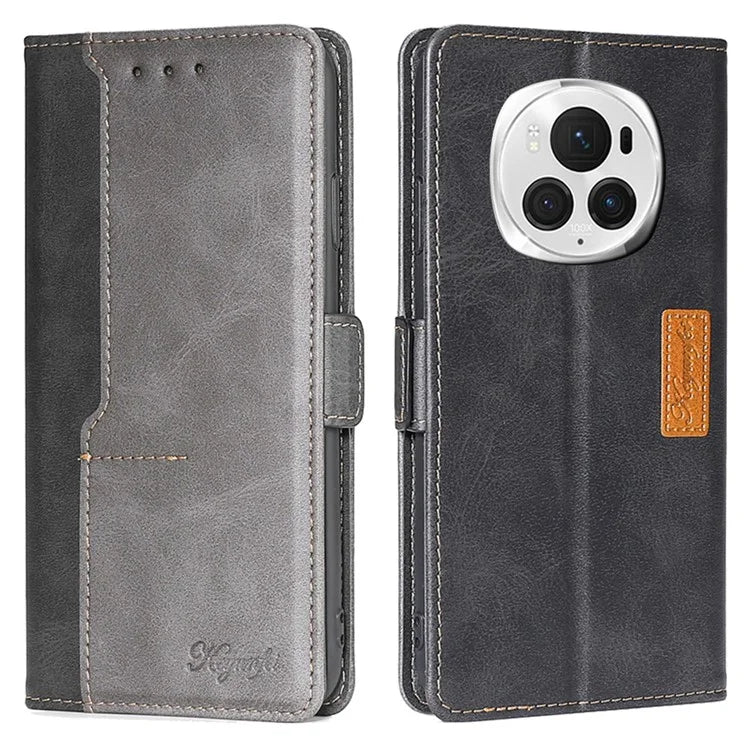 For Honor Magic6 Pro 5G Leather Case Wallet Dual Color Retro Phone Cover
