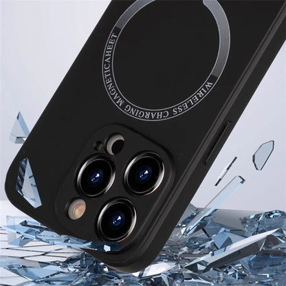 For iPhone 15 Pro Max Magnetic Case PU Leather Coated TPU Drop-resistant Phone Cover