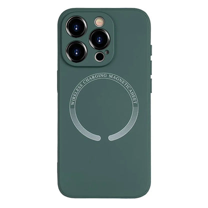 For iPhone 15 Pro Max Magnetic Case PU Leather Coated TPU Drop-resistant Phone Cover
