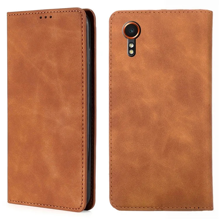 For Samsung Galaxy Xcover7 Case Skin-touch PU Leather Card Holder Phone Cover