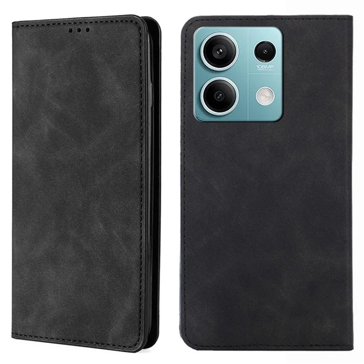 For Xiaomi Redmi Note 13 4G Case Skin-touch PU Leather Stand Smart Phone Cover
