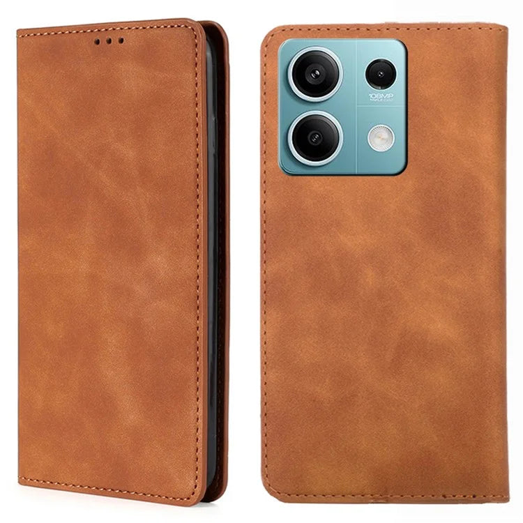 For Xiaomi Redmi Note 13 4G Case Skin-touch PU Leather Stand Smart Phone Cover