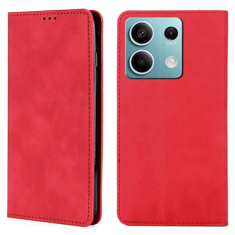For Xiaomi Redmi Note 13 4G Case Skin-touch PU Leather Stand Smart Phone Cover