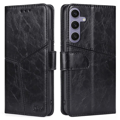 For Samsung Galaxy S24+ Case Wallet Leather Phone Cover Geometric Splicing