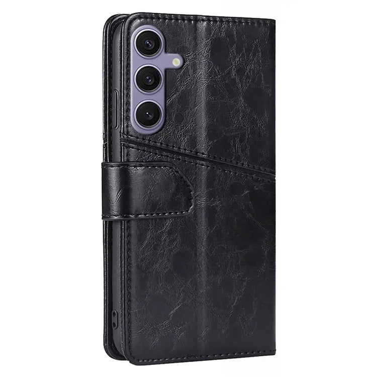 For Samsung Galaxy S24+ Case Wallet Leather Phone Cover Geometric Splicing