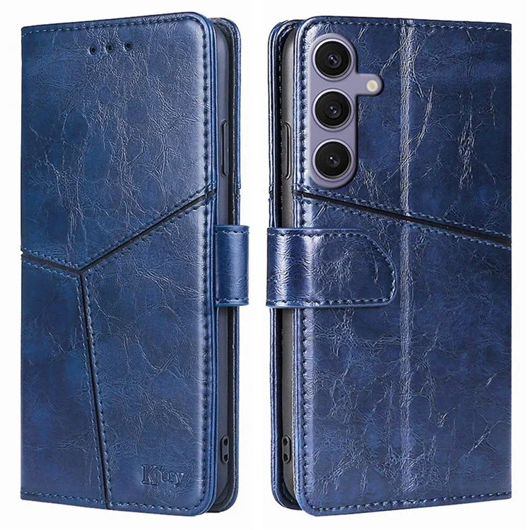 For Samsung Galaxy S24+ Case Wallet Leather Phone Cover Geometric Splicing