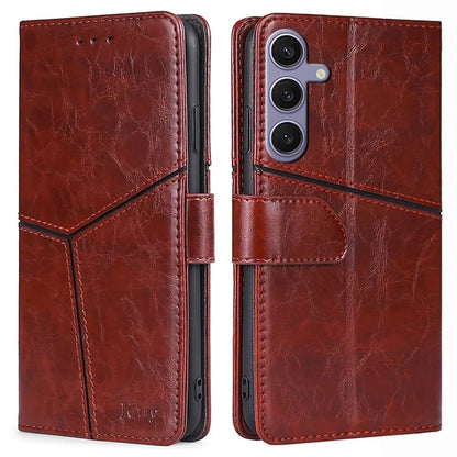 For Samsung Galaxy S24+ Case Wallet Leather Phone Cover Geometric Splicing