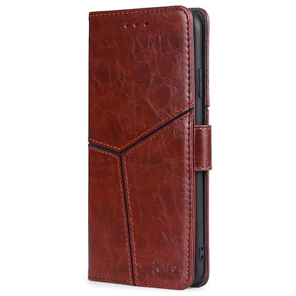 For Samsung Galaxy S24+ Case Wallet Leather Phone Cover Geometric Splicing