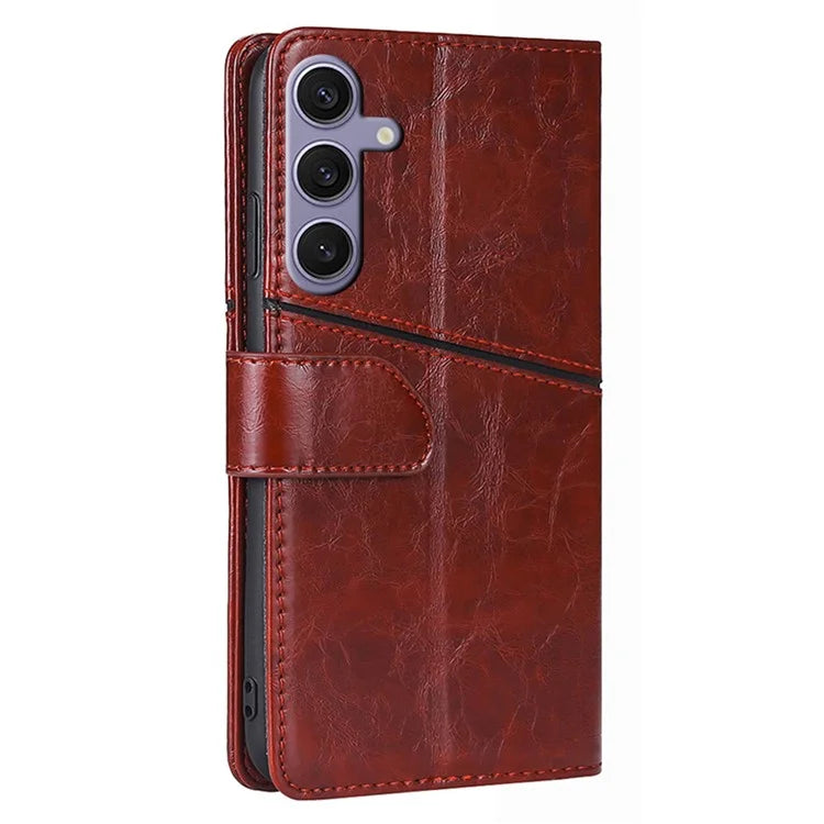 For Samsung Galaxy S24+ Case Wallet Leather Phone Cover Geometric Splicing