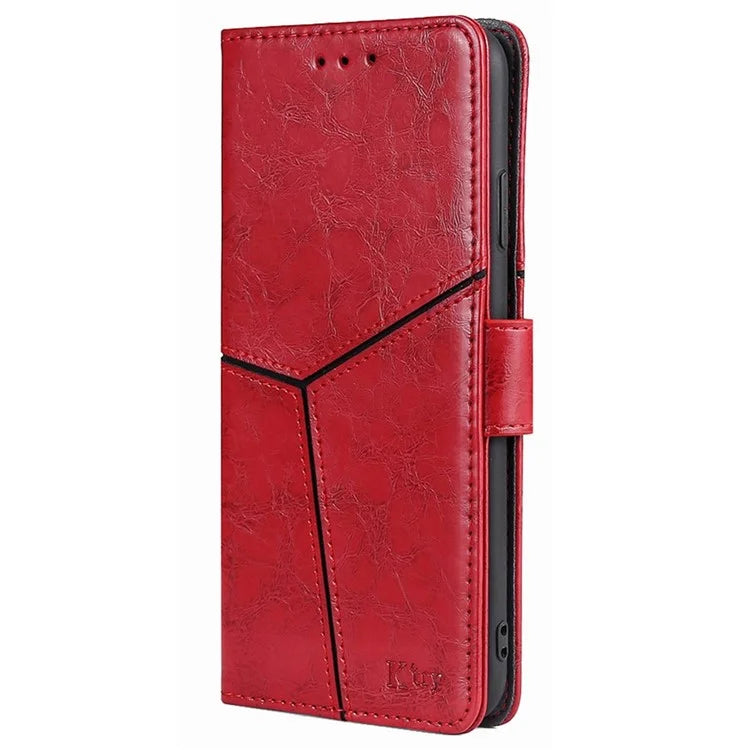 For Samsung Galaxy S24+ Case Wallet Leather Phone Cover Geometric Splicing