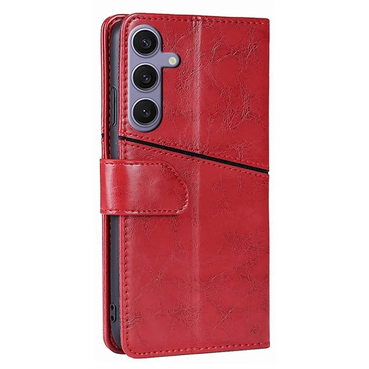 For Samsung Galaxy S24+ Case Wallet Leather Phone Cover Geometric Splicing