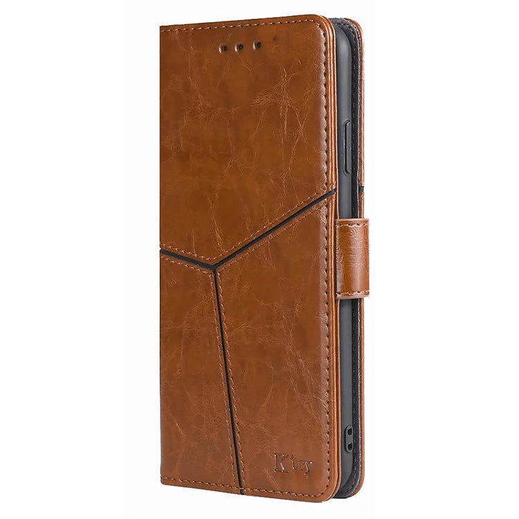 For Samsung Galaxy S24+ Case Wallet Leather Phone Cover Geometric Splicing